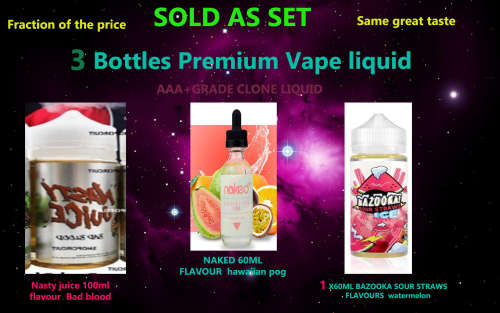 3 Bottles premium vape liquid (VAPE JUICE)E-Liquid E-cigarette E-Liquid E-cigarette e juice vape ju