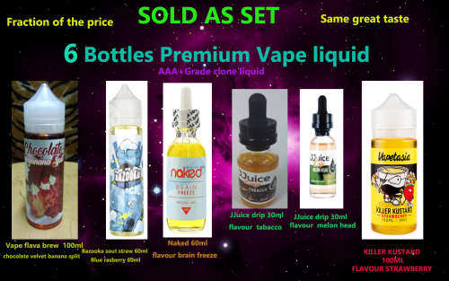 6 Bottles premium vape liquid (VAPE JUICE)E-Liquid E-cigarette E-Liquid E-cigarette e juice vape ju