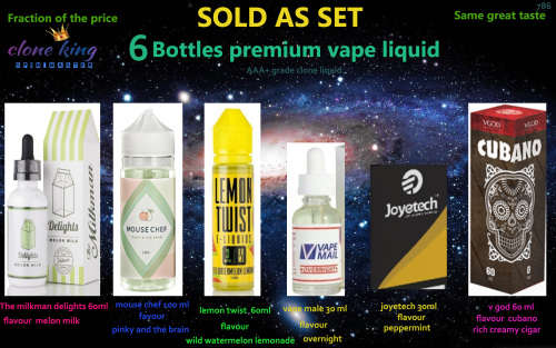 6 Bottles premium vape liquid (VAPE JUICE)E-Liquid E-cigarette E-Liquid E-cigarette e juice vape ju