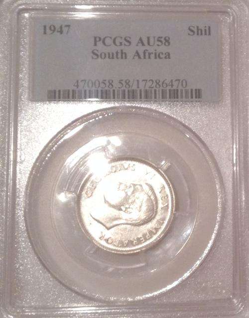 1947 One Shilling PCGS AU58 Crazy Wed Sale!