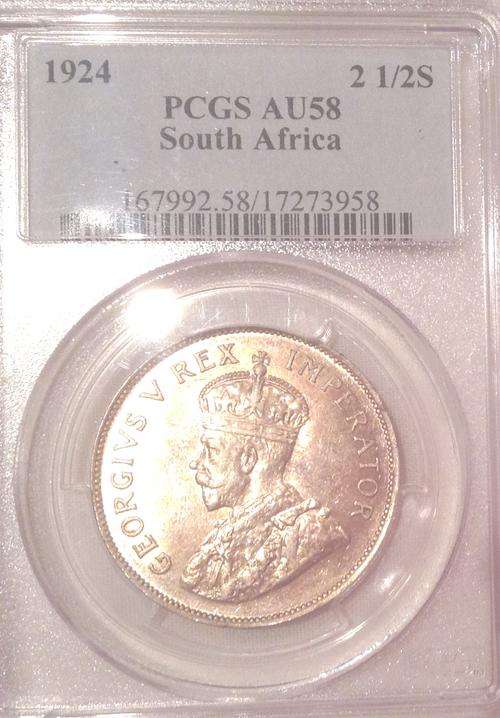 1924 Two and Half Shillings PCGS AU58 Crazy Wed Sale!