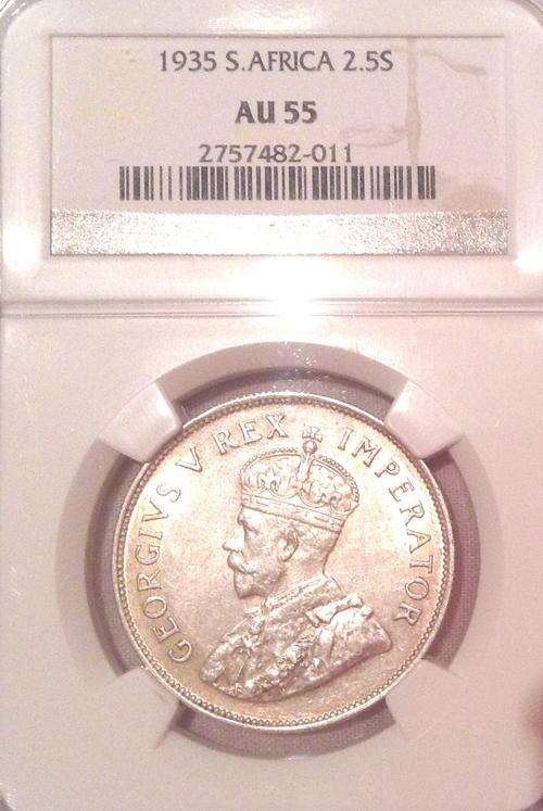 1935 Two and Half Shillings NGC AU55 Crazy Wed Sale!