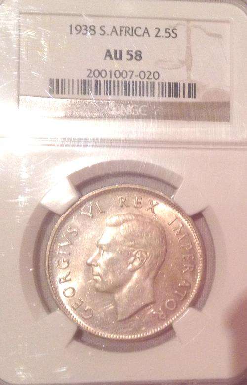1938 Two and Half Shillings NGC AU58 Crazy Wed Sale!