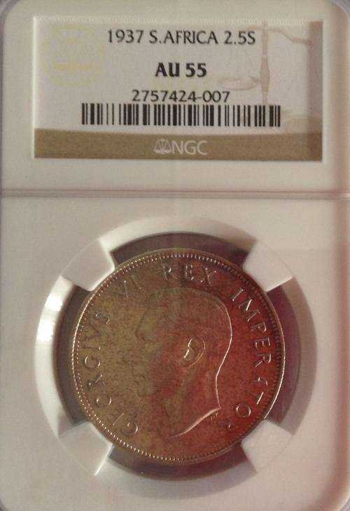 1937 Two and Half Shillings NGC AU55 Crazy Wed Sale!