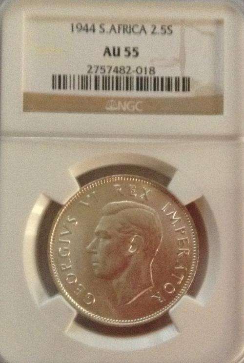 1944 Two and Half Shillings NGC AU55 Crazy Wed Sale!