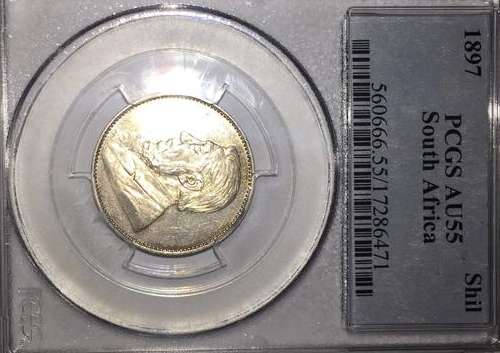 1897 One Shilling PCGS AU55  Crazy Wed Sale!