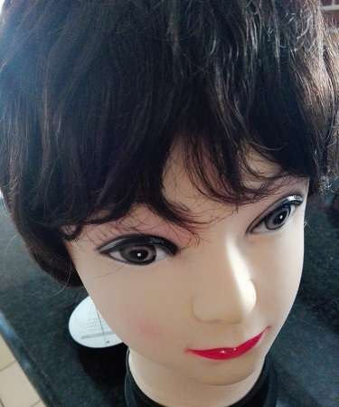 Human Hair Wig Short Cut brown adjustable straps stretchable cap same day dispatch