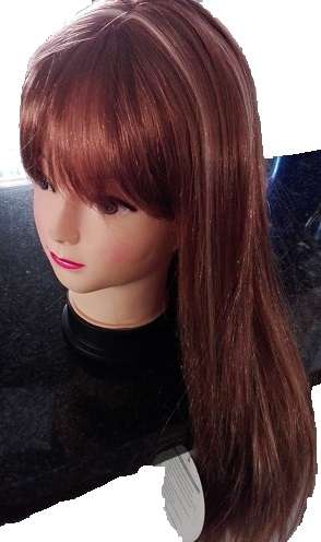 *spec*Wig with Bangs Colour 27/613 18inch Straight Adjustable Wig straps Same day Dispatch