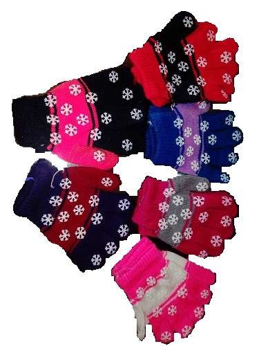 Gloves 6 sets per pack Kids Snowflake Gloves Assorted colours