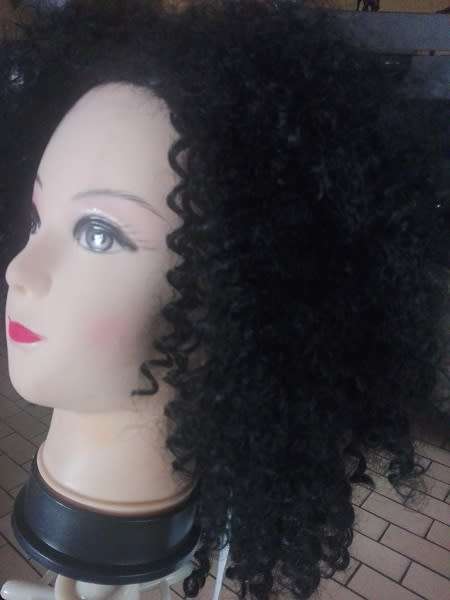 Kinky Curly  Wig with adjustable straps colour black same day dispatch