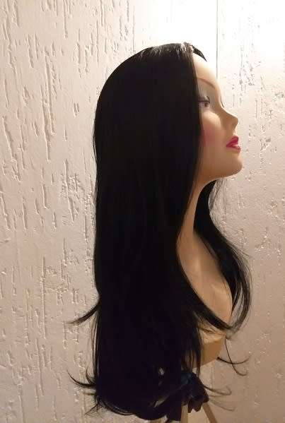Long Wig Middle Path Black Adjustable straps same day dispatch