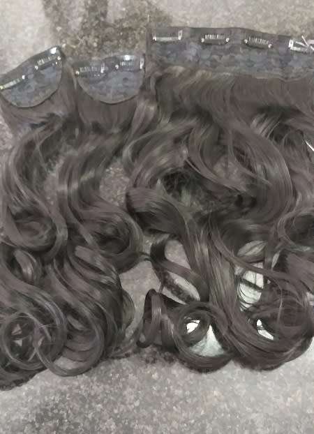 Clip in Wavy Curly  Silky Hair Extensions 62cm length 3 piece sets,Black/ Full  //Same day dispatch