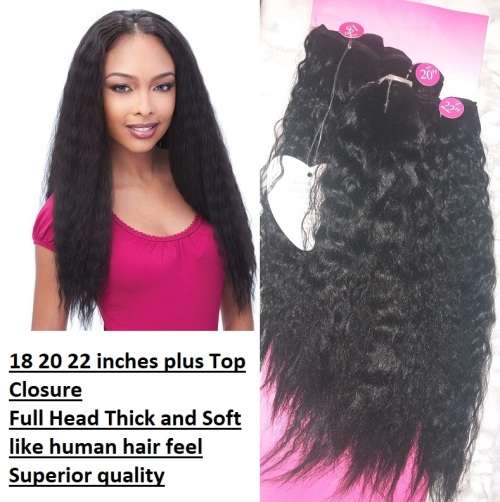 Wavy Yaki  3bundles with Top Closure Full head sewin Premium Quality soft same day dispatch