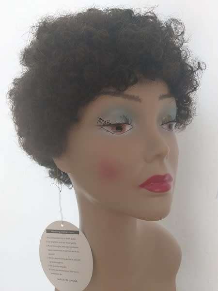Afro Curl Wig Brown with adjustable straps same day dispatch