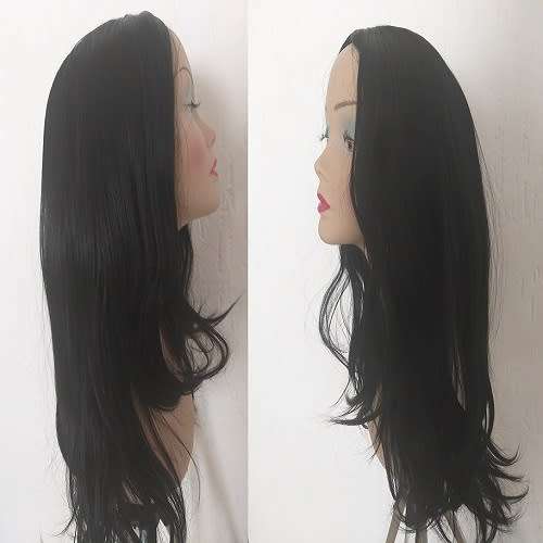 Wig Long Middle Path Black adjustable straps same day dispatch