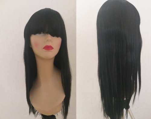 Wig with Bangs Long Black Straight adjustable wig straps same day dispatch