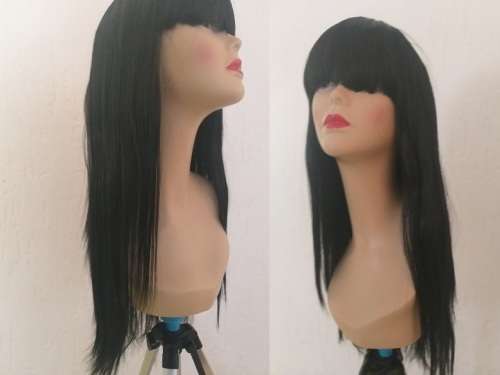 Wig with Bangs Long Black Straight adjustable wig straps same day dispatch