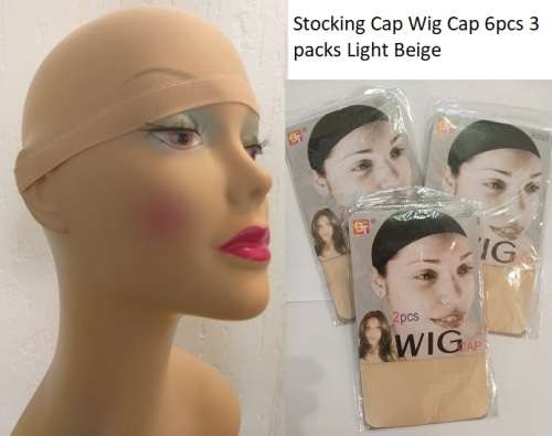 3 packs Wig Cap Stocking 6 caps  Light Beige same day processing