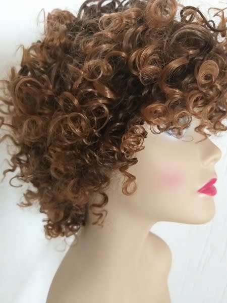 Curly wig two tone capless with adjustable straps same day delivery