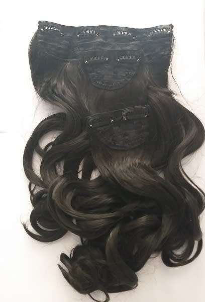 Clip in Wavy Curly  Silky Hair Extensions 62cm length 3 piece sets,Brown/ Full  //Same day dispatch