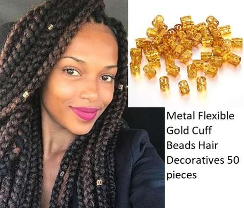 Beads Metal Cuffs Hair Jewellery 50pieces per pk Gold colour same day dispatch