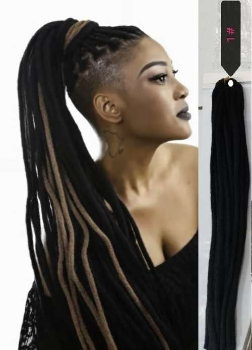 Dreadlocks Crotchet Braiding Hair 102 cm length //20 strands per pack  colour Black