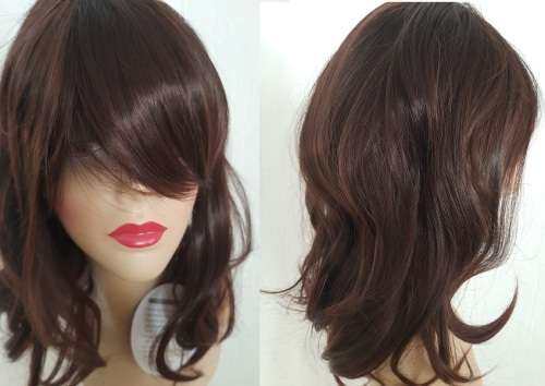 Wig Long Bob with Bangs Colour 33 synthetic adjustable wig straps same day processing