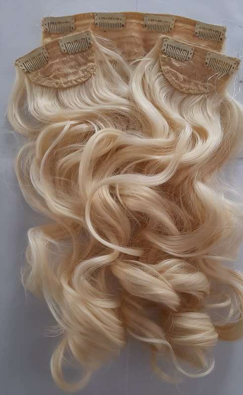 Clip in Hair Extensions Curly 62cm length 3 piece set,Blonde //Same day processing