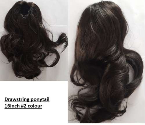 Ponytail Drawstring Dark brown 16 inch  same day processing