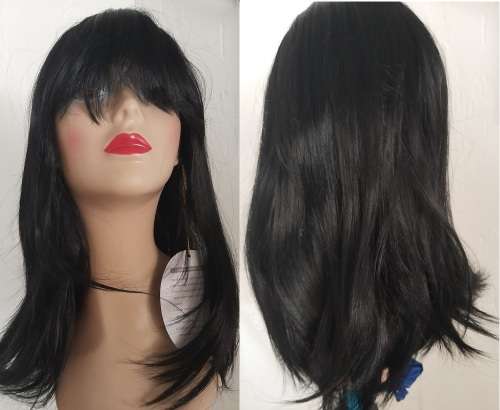 Wig with bangs/fringe colour black 14inch with adjustable straps same day processing