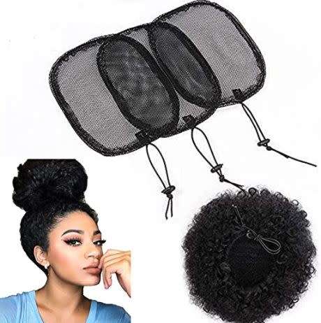 3 pieces Ponytail Net with drawstring button 5x6 inch //Hair not included//same day processing