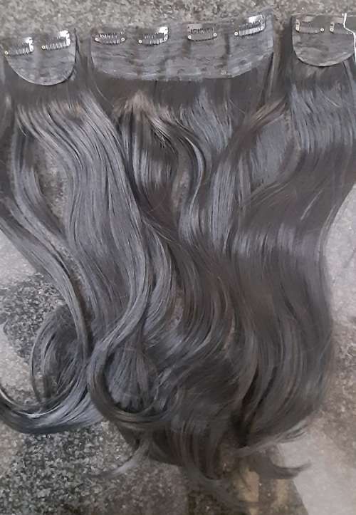 Clip in Hair Extensions Silky 57cm length 3 piece set,Black //Same day processing