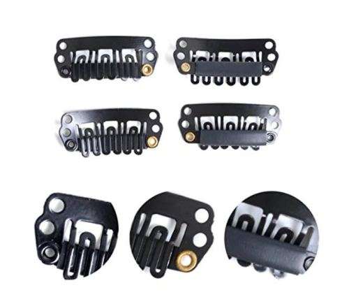 16`s Wig Snap Clips u tip Silicone back colour Black /same day processing