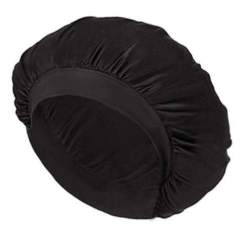 Night Cap Satin Cap Night Head Braid Cover Black same day processing