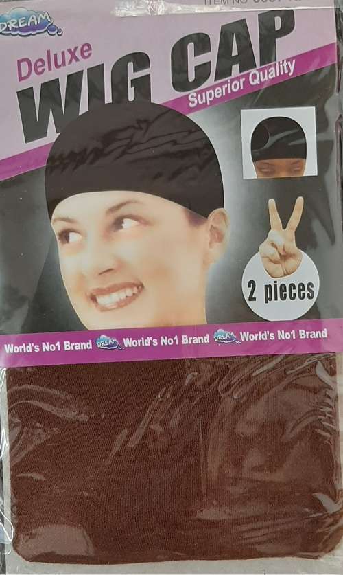 Wig Cap Delux Stocking Cap 2 pieces per pack Dark Brown same day processing