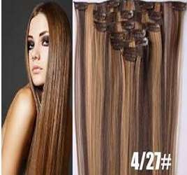QUALITY TANGLE FREE, high temperature,#4/27/55cm/7pc,clip in hair extensions/SAME DAY DELIVERY!!