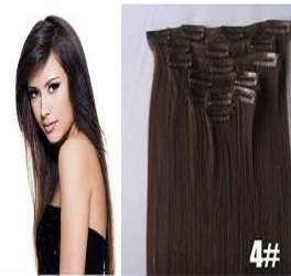TOP QUALITY , high temperature,#4/55cm/7pc,clip in hair extensions/SAME DAY DELIVERY!!