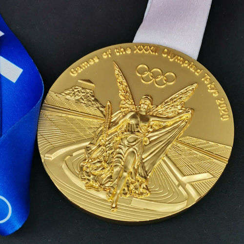2020 TOKYO Olympic Commemorative Gold Medal Souvenir + Ribbon