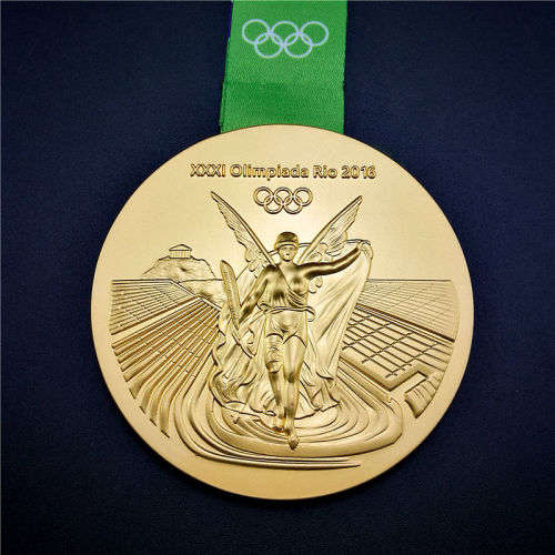 2016 RIO Olympic Commemorative Gold Medal Souvenir + Ribbon