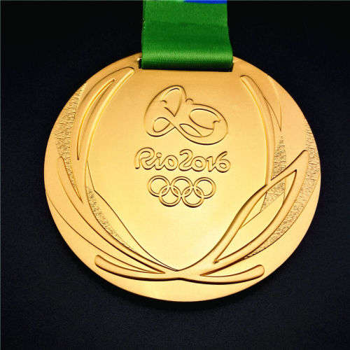 2016 RIO Olympic Commemorative Gold Medal Souvenir + Ribbon