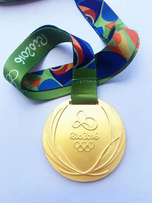 2016 RIO Olympic Commemorative Gold Medal Souvenir + Ribbon