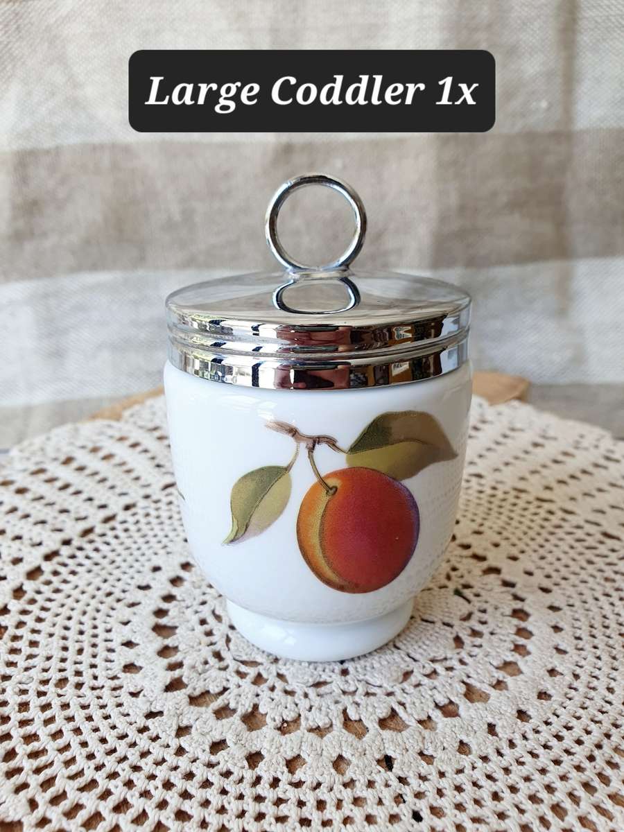 Vintage Royal Worcestor Porcelain Fruit &  Flowers Egg Coddlers  Made in England