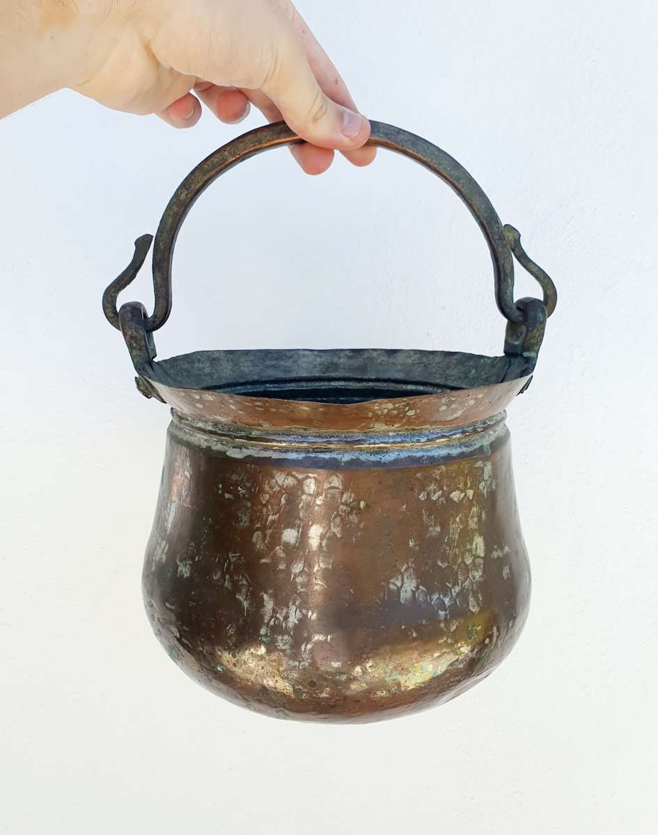 Vintage Solid Copper Bucket/Planter with Handles