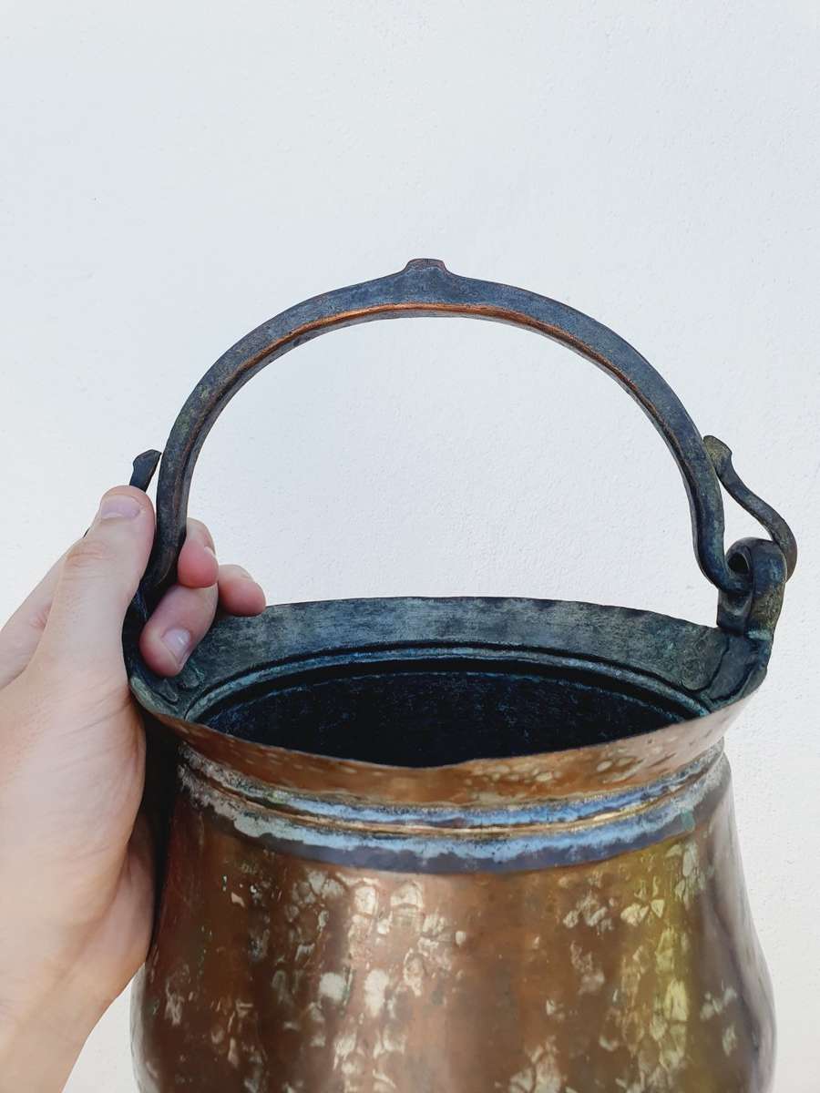 Vintage Solid Copper Bucket/Planter with Handles