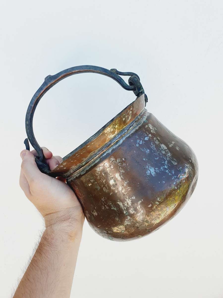 Vintage Solid Copper Bucket/Planter with Handles