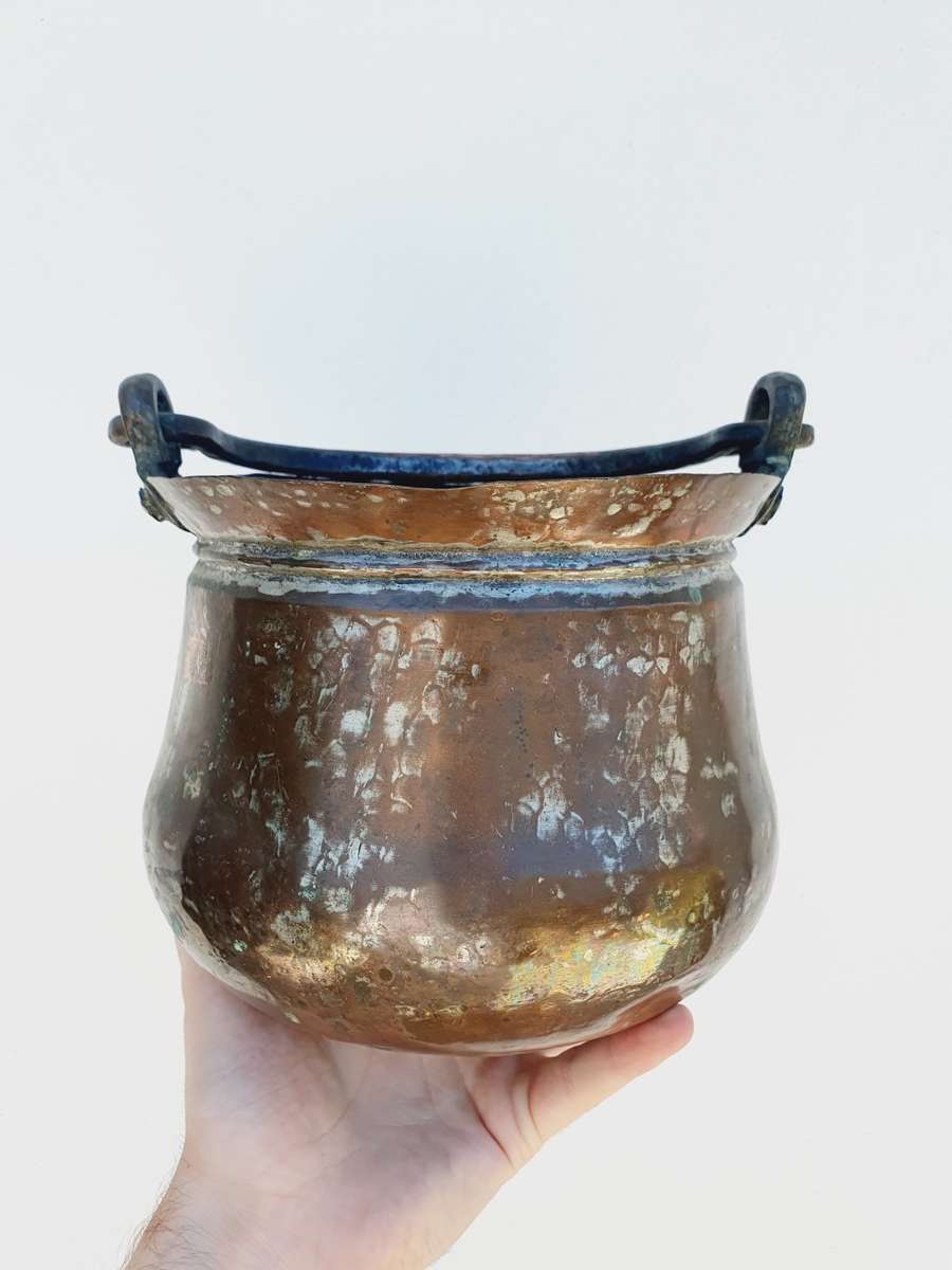 Vintage Solid Copper Bucket/Planter with Handles