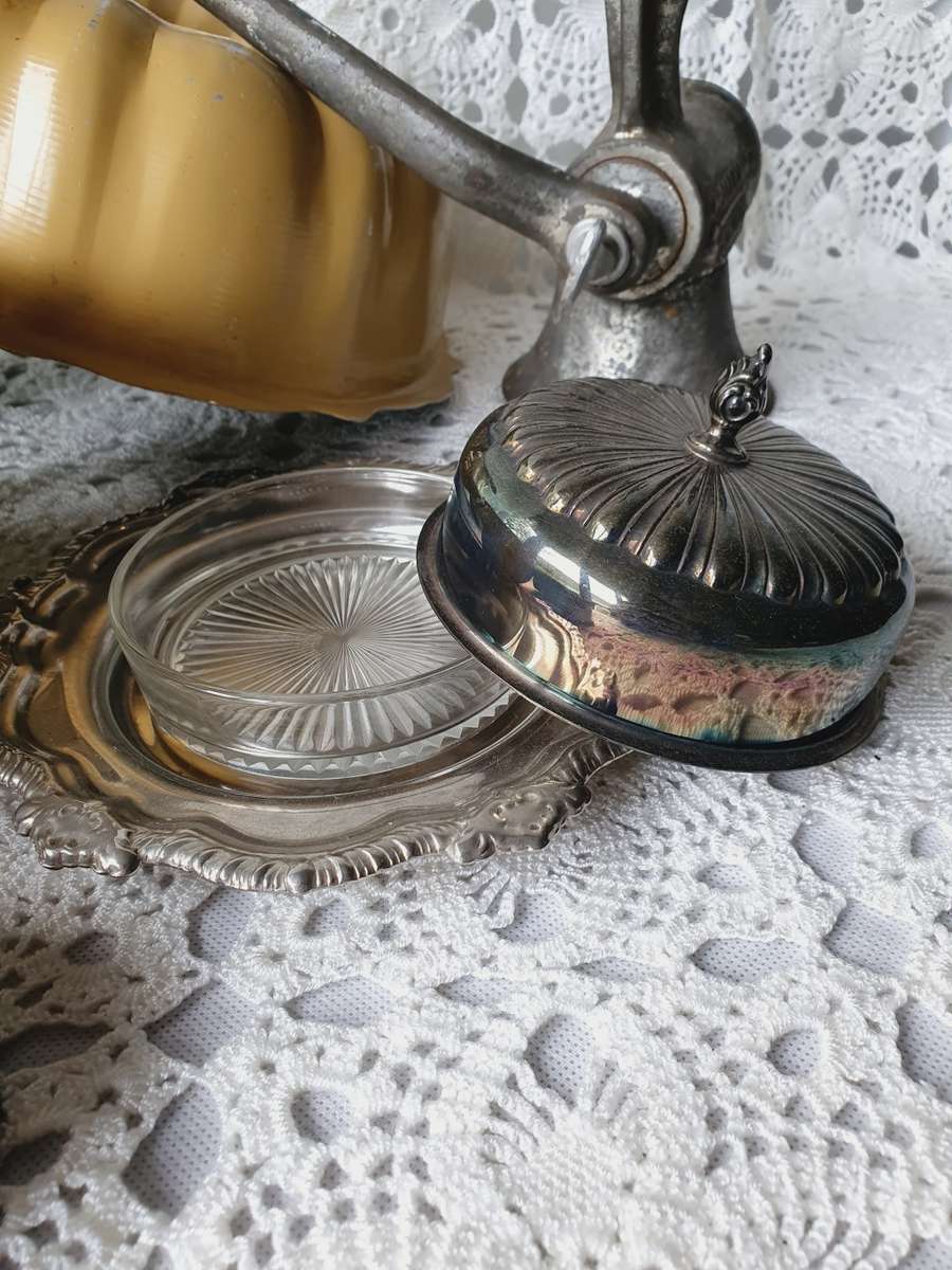 Vintage Kitchen Ware Bundle Mincer, Cookie Cutters, Enamel & Pottery