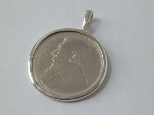 Sterling silver Kruger 1892 1 shilling coin pendant - thirty (30) days to pay