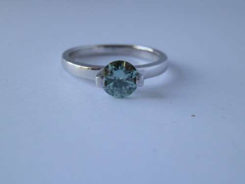 Sterling silver 0.74 fancy green real moissanite diamond ring - seven (7) days to pay