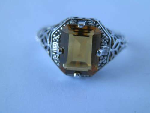 Sterling silver 2 ct citrine Victorian style ring - thirty (30) days to pay
